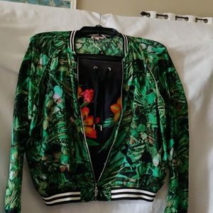 Sheer sweater with  tropical skirt